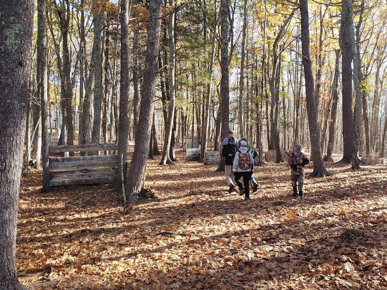 Customer photograph of the wooded paintball field at Birch Hill